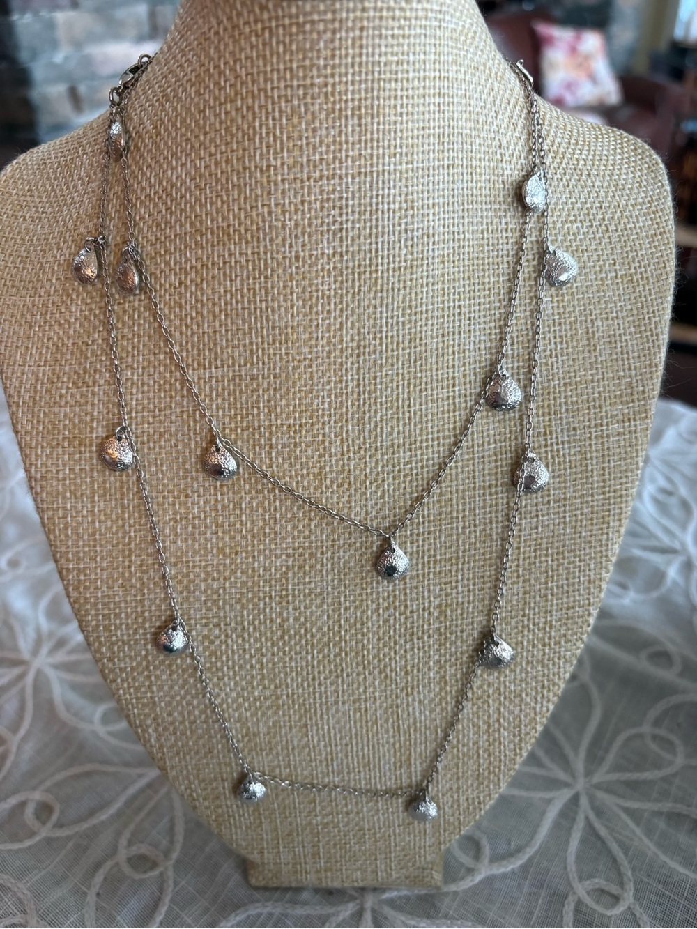 Stella and Dot Sterling Silver Dangle Layering Necklace & Matching Earrings